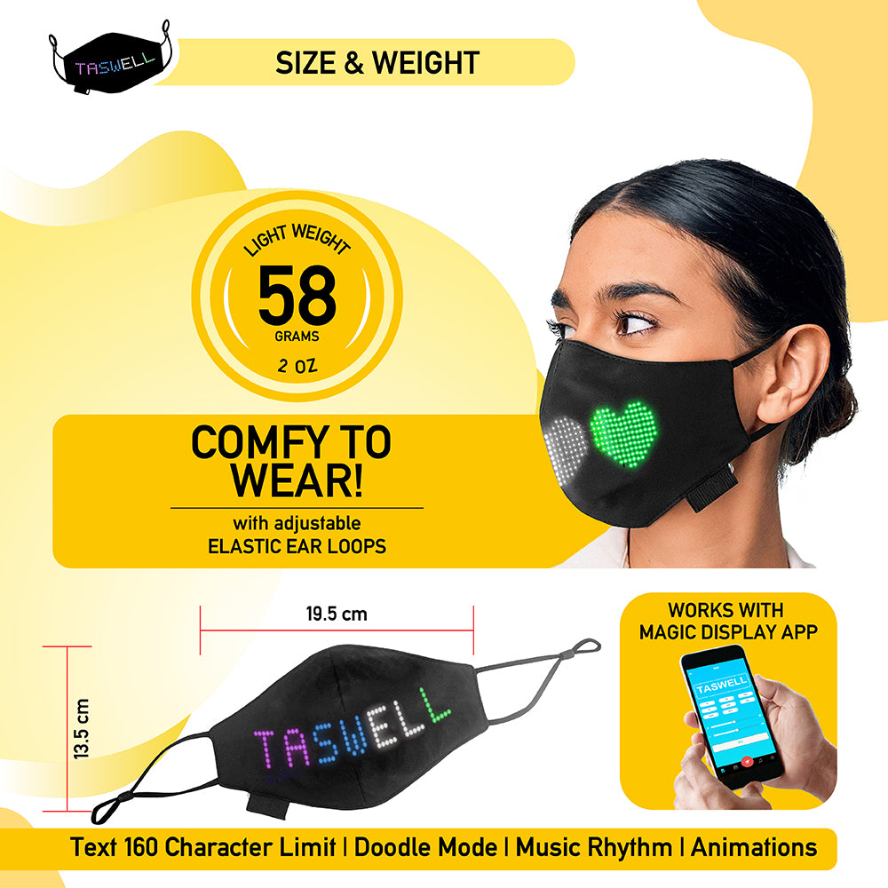 LED Customisable Face Cover with Bluetooth to APP