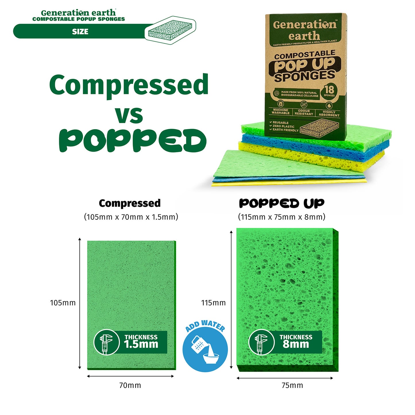 POP UP | Compostable Sponges | 18pcs