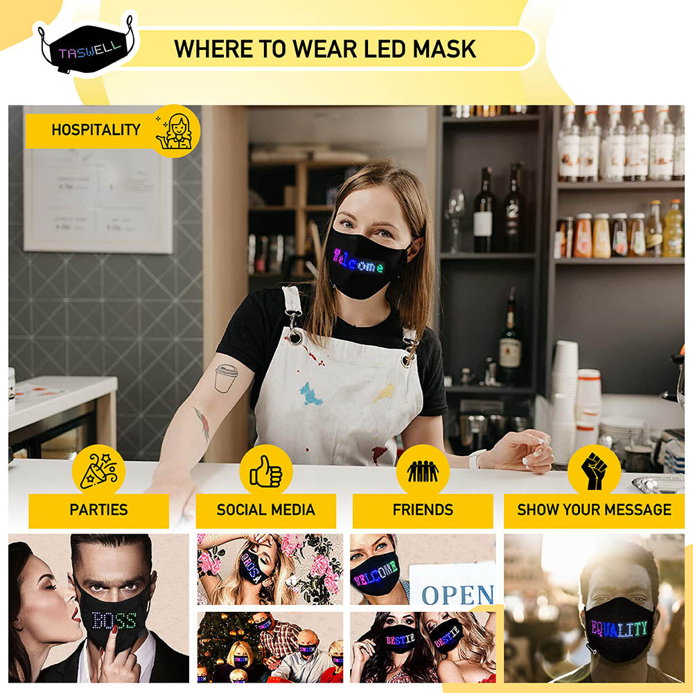LED Customisable Face Cover with Bluetooth to APP -